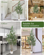 Olive Tree 7FT Fake Tree Faux Plants Indoor with Pot Artificial Tree Nearly Natural Olive Branches and Fruits for Living Room Home Office Decorations