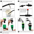 Drip Irrigation System, 100FT Drip Irrigation Kit for Garden - 50FT Main & 50FT Branch Tubing, Adjustable Nozzles for Drip or Mist Cooling, Irrigation System for Garden, Lawn, Patio, Raised Bed