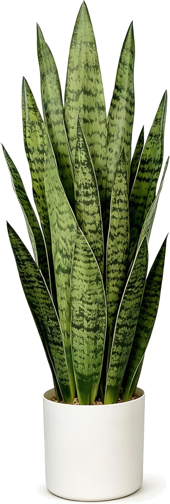 Fake Snake Plant, 27in Artificial Plant with White Pot Realistic Leaves, Low Maintenance Potted Plant for Indoor Decor, No Watering Needed, Perfect for Home, Office & Pet Areas