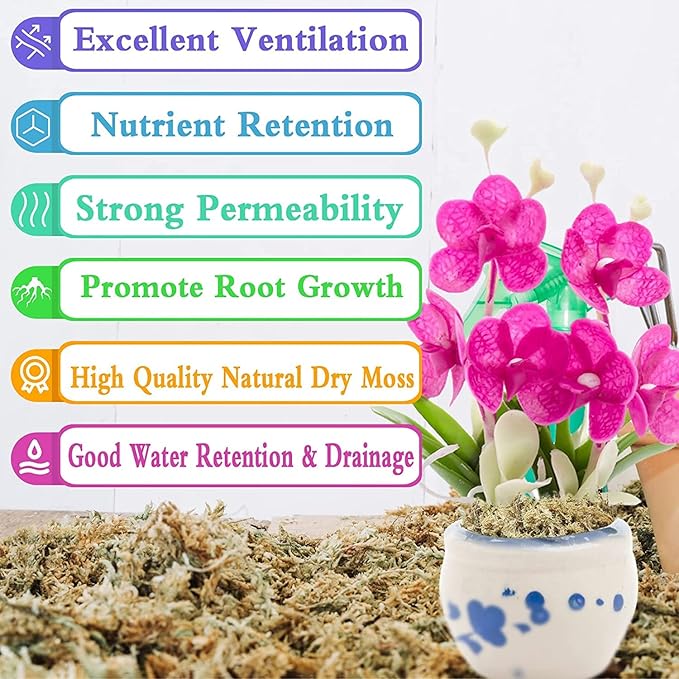 Legigo 3.5oz Premium Sphagnum Moss Potting Mix- 4 QT Natural Succulent Carnivorous Plants Moss Dried, Plant Growing Medium for Orchid Succulent Sarracenia Orchid Gardening Plants Reptiles