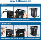 Aquarium Plant Holder 4 PCS Hanging Aquatic Plant Pot with 24 Hooks and 20 Suction Cups for Fish Tank Aquarium Planter and Aquascape Decorations (Black)