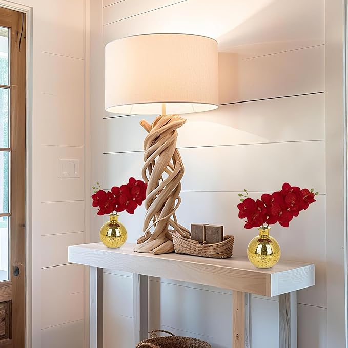 Red Orchids Artificial Flowers Faux Orchid Arrangement with Gold Glass Vase Set of 2 Real Touch Phalaenopsis Orchid Flowers Orchid Centerpiece for Dining Room Table