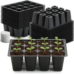 RooTrimmer 40 Pack Reusable 12-Cell Seed Starter Tray, Plant Starter Trays with Large Drainage Holes for Seed Germination, Easy to Repotted, Fits Standard 1020 Flats and TD377 Trays, Black