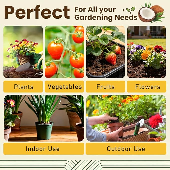 Halatool Organic Coco Coir Brick, 1 Pack Compressed Coco Coir for Plants, Coconut Fiber Substrate with Low EC & pH Balance, High Expansion Coco Peat Seed Starter Soil for Planting Gardening
