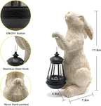 Garden Statues Rabbit with Solar Lights- Bunny Figurine Outdoor Rabbit Fall Decor for Home Lawn,Balcony-Yard Art Garden&Patio Whimsical Decor,Unique Housewarming&Birthday Gifts for Women Mom