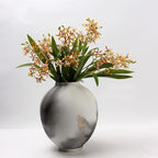 3pcs Artificial Cymbidium Orchid Flowers That Look Real, Faux White-Yellow Orchid Stems for Vases, Silk Flowers for Farmhouse Home Office Indoor Tables Centerpieces Decoration (Yellow)