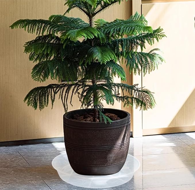 VUWEZ 6 Pack of 20 inch Plant Saucer (18 Inch Base), Plant Tray 20 Inch Round, Plant Saucers for Indoors, Plant Trays for Pots, Flower Pot Saucers, Pot Saucers for Planter 16-21" (20", Clear)