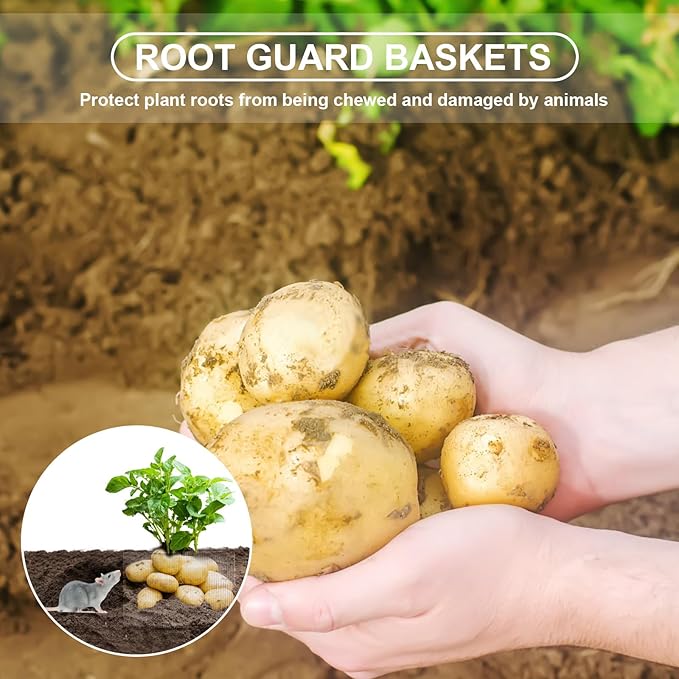 Foyego 6 Pack 10Gallon/5Gallon/3Gallon Root Guard Baskets for Plants, Underground Stainless Steel Wire Mesh Cages Gopher and Vole Wire Basket for Plants Root Protection