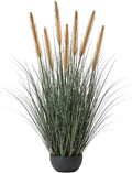 FloraFairy 3ft Onion Grass, Artificial Plant and Greenery, Fake Floor Plants Indoor Outdoor, Faux Horsetail Reed Grass with 7 Feathery Flower Heads, Potted, House Decorative