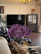 ZYTUYO 5 Pcs Dark Purple Silk Hydrangea Artificial Flowers - Boho Dried Touch 20'' Faux Hydrangeas for Fall Home Decor, Kitchen, Living Room, Porch Wreath, Xmas, Wedding Flower Arrangement