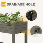 DWVO Raised Garden Bed Kit, 3.6 x 1.5 x 2.8 FT Outdoor Plastic Planter Box with Wheels and Legs, Garden Box with Drain Plug & Storage Shelf for Planting Vegetables, Flowers, and Herbs, Light Brown