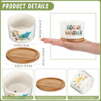 Sieral 12 Pcs Thank You Employee Appreciation Gift Succulent Pots Social Worker Gift Ceramic Plant Pot with Bamboo Tray Succulent Planter for Coworker Teacher, Plants Excluded (Social Worker)