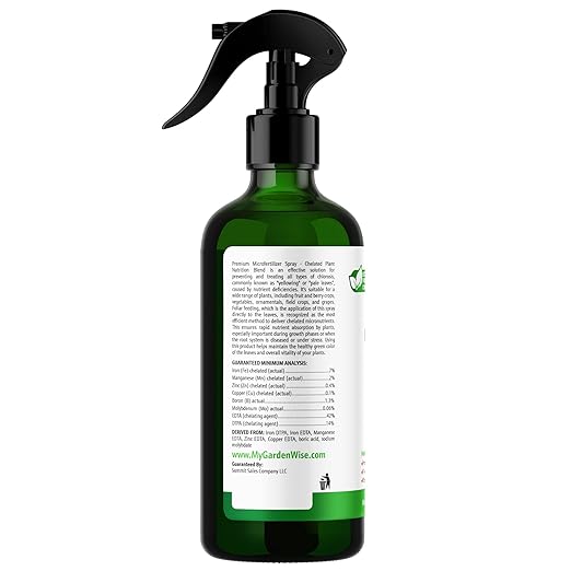 GARDENWISE Premium Microfertilizer Foliar Spray - Chelated Plant Nutrition Blend with Chelated Iron for Vegetables. Perfect for Hydroponics, Pots, and Open Soil. Ready to Use (8 OZ)