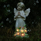 Panven Garden Decor Angel Statue, Outdoor Patio Garden Sculptures & Statues, Solar Yard Decorations Lawn Ornaments Figurines for Outside