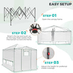 EAGLE PEAK 12x8 Portable Walk in Greenhouse, Pop Up Indoor Outdoor Greenhouse, Green House Kit with Zippered Roll-Up Doors, Windows + Support Pole, PE Cover, Clear/White