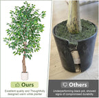 Artificial Ficus Tree 5FT Tall, Faux Ficus Tree Indoor Outdoor, Fake Silk Ficus Plant with Planter, Lifelike Leaves Large Potted Floor Tree for Home Office Living Room Porch Decor