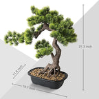 Artificial Bonsai Tree 20 Inch Tall - Realistic Faux Juniper and Pine Potted Plant, Indoor Greenery Decor for Home, Office Desk, Tabletop, and Room Decoration