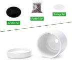 D'vine Dev 4.7 Inch Ceramic Planter Pot with Drainage Hole and Saucer, Indoor Cylinder Round Planter Pot, White, 94-O-B-1
