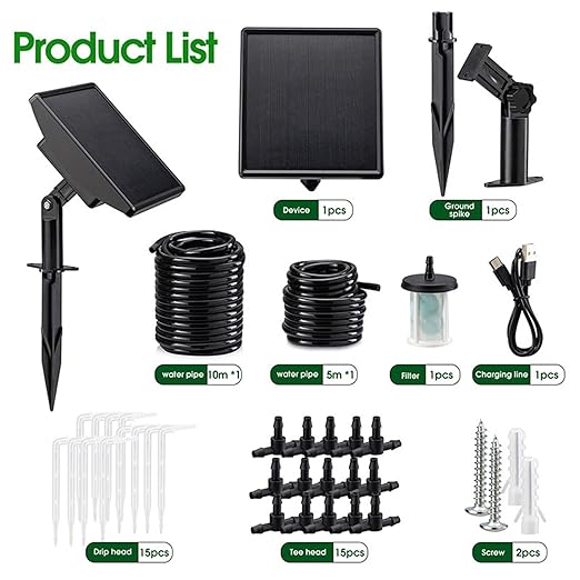 Solar Automatic Drip Irrigation Kit System for Vacation, New Timing Mode, Drip Irrigation System,Irrigation System for Garden, Solar Auto Easy DIY Watering Device Supported 15 Pots Plants