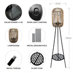 40.55'' Metal Outdoor Solar Floor Lamps with Waterproof Solar Rattan Lights Plant Stand Porch Lantern Decoration for Patio Deck Yard Garden Porch