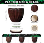 Ceramic Pots for Plants 10 Inch, Indoor Planter with Drainage Hole and Saucer, Large Round Decorative Ceramic Plant Pots, Modern Flower Planter, Patio Room Decor, Gifts for Plant Lovers, Brown