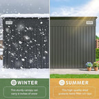 Aoxun 12'x7.3' Outdoor Storage Shed with Triple Lockable Door, Metal Storage Shed with Slopping Roof for Tools Bicycles Storage in Garden, Backyards, Black