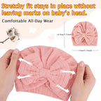 8 Sets Newborn Baby Girl Hats & Mittens, Cotton Preemie Hospital Bow Cap, No Scratch Gloves,Infant Beanies 0-3 Months
