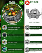11.1 Inch Large Solar Garden Decor Turtle Statues Lights, Outdoor Figurine Decorations Ornament Lamps for Outside Yard, Lawn, Patio, Porch, Balcony, Unique Birthday Gifts for Mom women Grandma(Gray)