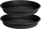 OVZILKI 2 Pack of Plant Saucer 16 inch, Black Plastic Flower Plant Pot Saucer, Heavy Duty Plant Drip Trays Saucers for Indoor, Plant Water Tray for Planters