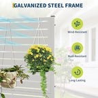 Metal Raised Garden Bed with Trellis & Privacy Screen, 71.5"x47"x16" Galvanized Metal Planter Box with Wheels & Drainage Holes for Patio Balcony Climbing Plants Flowers Vegetable, White