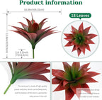 2 Pack 16 Inch Artificial Agave Plant - Large Faux Succulent Steams for Indoor Outdoor Decorating, UV Resistant Realistic Tropical Greenery for Garden Front Porch Aesthetic Decor - 18 Leaves, Red