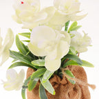 GARVALON Artificial Phalaenopsis Orchid Bonsai Fake Orchid Flowers in Pot Table Centerpiece Home Decor Indoor Realistic Faux Potted Phalaenopsis for Living Room Desk