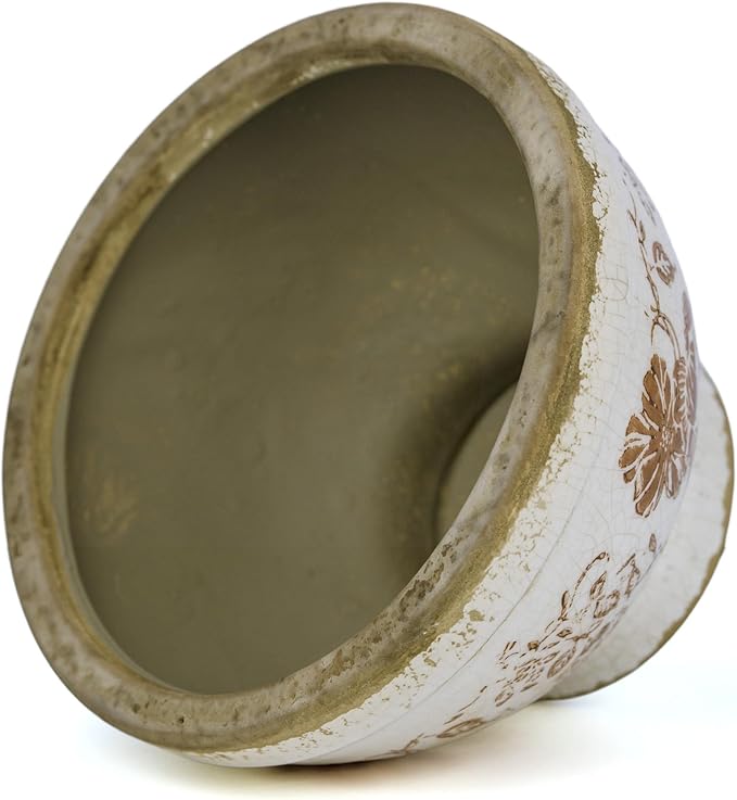 Dosayes Vintage Ice Crackle Grazd Ceramic Flower Pot with Drainage Holes, 4.33 Inch Rustic Planter for Indoor Plants, Outdoor Garden, Farmhouse Gift Tuscan Decor (Red)