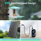Smart Bird Feeder with Camera, AI Identify 16,000+ Birds, 5W Solar, 170° View, Motion Detection – Ideal Gift for Bird Lovers