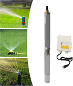 Submersible Pumps 3" OD Pipe 110V/60HZ 0.75KW 1HP Stainless Steel submersible well pump 1" Outlet Submersible Bore Pump submersible well pump with Control Box for Industrial and Home Use (0.75KW 1HP)