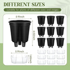 Wonderjune Self Watering Pots for Indoor Plants with Deep Reservoir and High Drainage Holes for Outdoor Plants and Flowers, Bare Root Planter(5.91'',Black,9 Pcs)