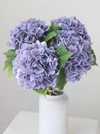 Buart 4PCS Long Stem Big Size Flowers Artificial Silk Hydrangea Lifelike Flowers Real Touch Purple Artificial Flowers Wedding Shower Bride Bouquets Office Living Room Table Decorations (21 Inch)