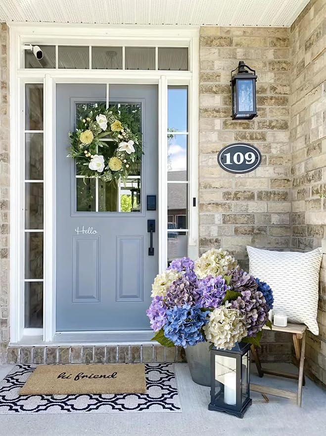 ZYTUYO 4 Pcs Royal Blue 20 inches Real Touch Hydrangea Artificial Flowers Boho Lifelike Real Looking Latex Hydrangeas Flower with Long Stem for Indoor Living Room Spring Home Decor Table Flower