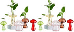 Glasseam Mushroom Planter Propagation Vase, Set of 10 Glass Terrariums for Plants, Cute Hydroponic Small Planter, Colored Propagate Station, Decorative Bud Vases for Flowers, Unique Gifts for Women