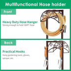 TomCare Garden Hose Holder Heavy Duty Water Hose Holder Holds 160 FT Hoses 4 Spikes Hose Reel Freestanding Hose Hanger Sturdy Hose Storage Stand for Outside Yard Lawn