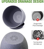 WSMKSZ 10/9/8 inch Plant Pots, Set of 3 Modern Decorative Plastic Planters with Drainage Holes and Saucers for Garden House Plants, Flower Pots for Indoor Outdoor Plants, Speckled Grey