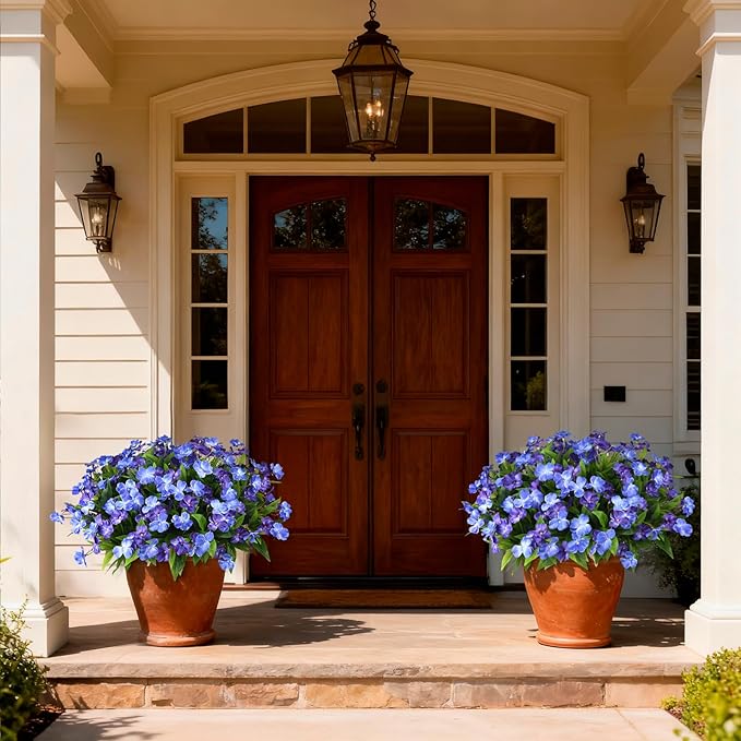 Hommyea Artificial Fake Flowers for Outdoor, 6 Bundles UV Resistant Faux Plants Decoration Silk Flowers No Fade Plastic Flowers for Outside Planters Home Porch Patio Yard Garden Decor