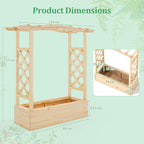 HAPPYGRILL Raised Garden Bed with Trellis, 2 Wood Planter Box w/Hanging Roof, Drainage System, Elevated Garden Box for Climbing Vine, Outdoor Planter w/Trellis for Patio Balcony, 44" x 14" x 45"