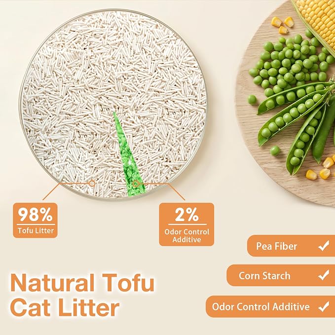 Tofu Cat Litter – Natural Plant-Based & Flushable Unscented Kitty Litter, Low Dust & Low Tracking, Superior Odor Control, Ideal for Multi-Cat Homes, Creamy Scented, 5.5 lb