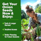 HOME GROWN 8 Onion Seeds for Planting 1,600 Heirloom Vegetable Seeds Grow Sweet, Yellow, Red, Spanish, Green & Vidalia Onions in Outdoor or Indoor Home Garden
