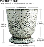 Gepege 6 Inch Beaded Ceramic Planter Set of 2 with Drainage Hole and Saucer for Plants, Indoor-Outdoor Large Round Succulent Orchid Flower Pot (Smoked Gray, Inner-pots not Larger Than 5 Inch)