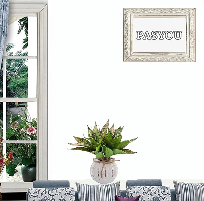 PASYOU Artificial Aglaonema Plants, Green and Pink Variegated 2 Pack, Fake Magnolia Plant Faux Plastic Leaves Shrubs, UV Resistant Greenery, Indoor Outdoor Decor Home Garden Table Decorations – Red
