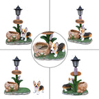 Animal Outdoor Statue Planter Solar Light Welcome Garden Sculpture Resin Flower Pot Decorative Porch Patio Yard Lawn Entryway Figurine with LED Lamp Rustic Plant Holder Ornament Courtyard (N)
