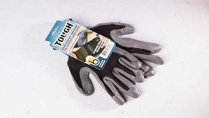 Brussel’s Bonsai Nitrile Tough Gardening Gloves – Durable Nitrile Coated Gloves – Black, Pair, Medium