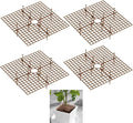 4 Pcs Plant Pot Cover Plant Protector from Animal 30cm/11.8" Plant Pot Grid with Center Cutout Flower Cover Soil Protectors for Plants (Brown)